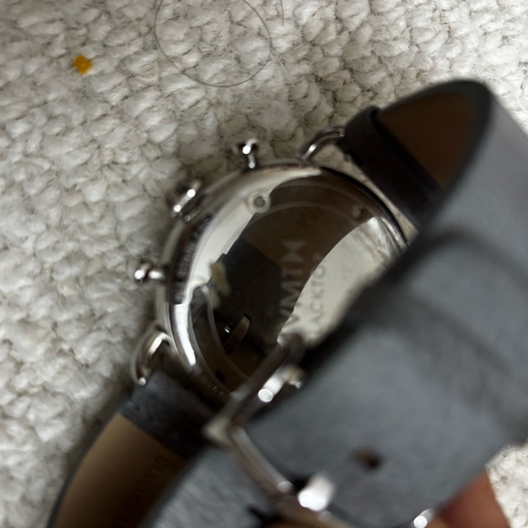 MTMK Stylish Black and Silver Watch with grey leather strap - Picture 2 of 3